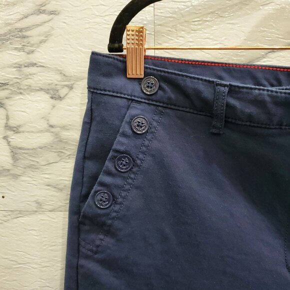 Tommy Hilfiger Cropped Pants Women Size 16 Navy Blue Sailor Stretch Comfort - Picture 2 of 14